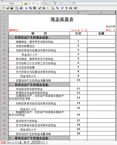 T3非账套现金流量表公式